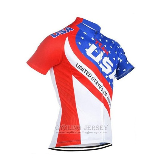 2018 Cycling Jersey USA Blue and Red Short Sleeve and Bib Short